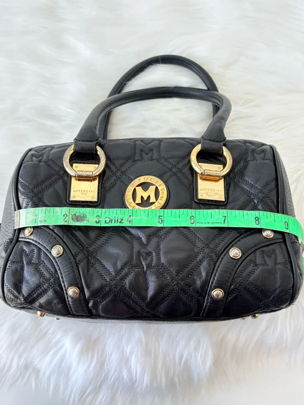 Metrocity Black Boston Bag with Gold‎ Accents